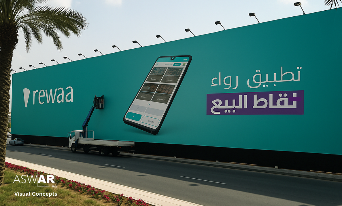 إعلان تطبيق رواء - تصميم تقني أنيق
